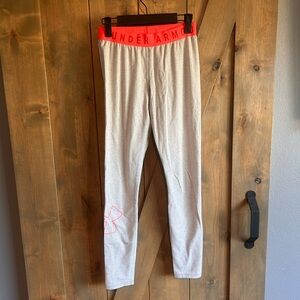 Under Armour Light Gray Leggings with Bright Red Details